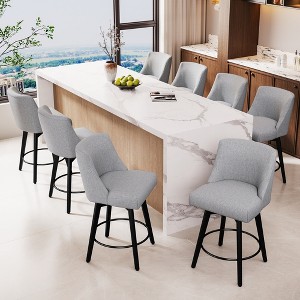 Dyonery 26" Swivel Counter Height Bar Stools with Backrests, Upholstered Seats & Wood Legs for Kitchen Island - 1 of 4