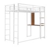PAGED Twin Bunk Bed with Desk Modern Wooden Bed Frame with Storage Cabinet, Guardrail and Inclined Ladder for Bedroom - 3 of 4