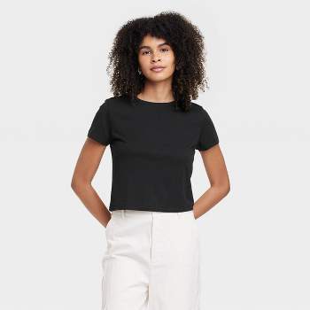 Women's Extended Shoulder T-shirt - A New Day™ Black S : Target