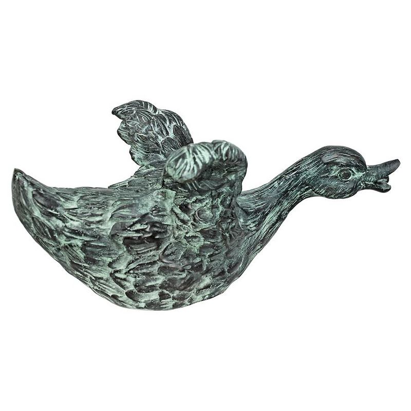 Design Toscano Lindell Pond Bronze Ducks Spitting Garden Statue: Sliding Duck, 2 of 5