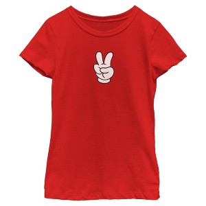 Girls Mickey & Friends Peace Sign Gloves T Shirt - 1 of 4