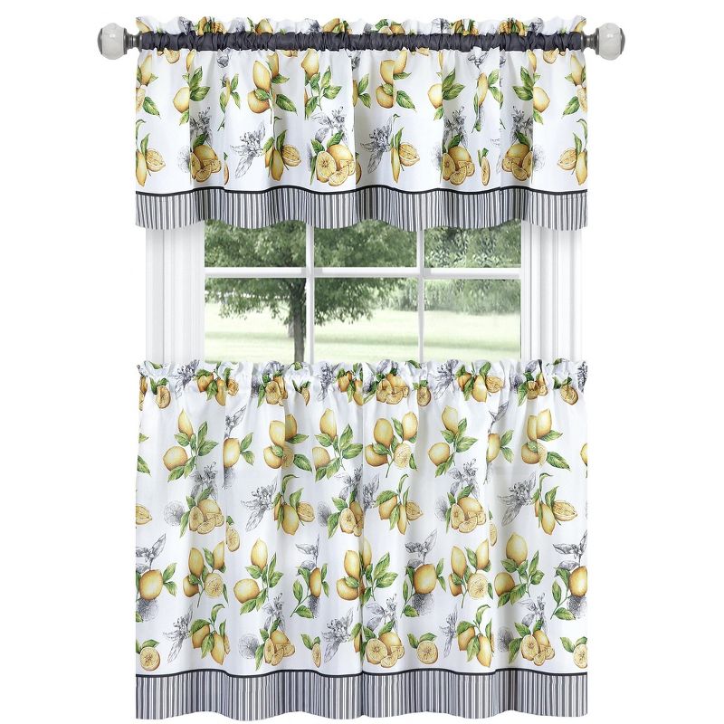 Kate Aurora Country Lemons Complete Cafe Style Kitchen Curtain Tier & Valance Set, 2 of 4