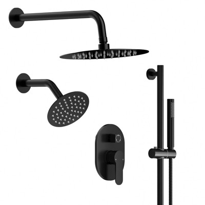 YAWWALK 3-Spray Wall Mounted 10 and 6 in. Dual Round Shower Head and Ajustable Handheld Shower Head