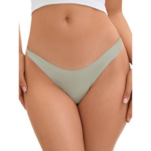 Allegra K Women's Unlined Satin Invisible Bikini Comfortable No-Show Thongs - 1 of 4