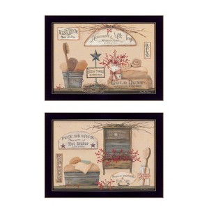 Gulches "Wash Room" 2-Piece Vignette by Pam Britton - Black Framed Print, Ready-to-Hang Wood Art for Washrooms, Powder Rooms - 1 of 4