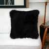 HomeRoots 18" Black Sheepskin Throw Pillow - 2 of 4