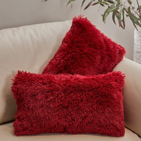 Cheer Collection Luxurious Faux Fur Throw Pillows Set of 2 - Veri Peri (18 x 18)