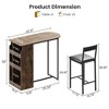 Bar Table and Chairs for 2, Dining Room Table with Double Tier Wine Rack and Glasses Hanging, White Marble Pattern and 2 Velvet Seat - 2 of 4