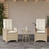 vidaXL 3 Piece Bistro Set with Cushions Beige Poly Rattan - 3 of 4