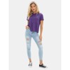 EXLURA Womens Summer Cute Crop Tops Short Sleeve Pleated T-shirts Crewneck Blouse - 4 of 4