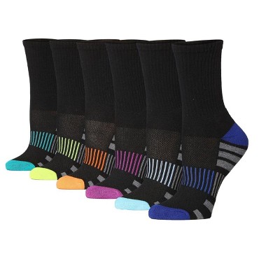 Tipi Toe Womens 6 Pack Athletic Hiking Arch Support Socks, Breathable for Running & Sports Activities