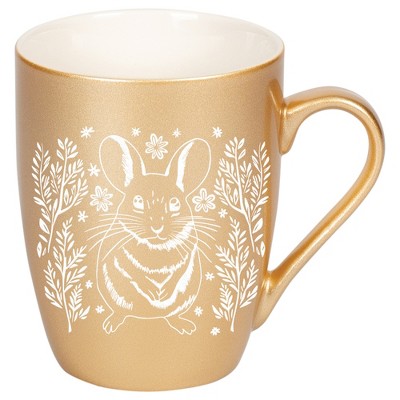Elanze Designs 10 Ounce Metallic Finish New Bone China Tea Coffee Cup Mug� Shimmering Gold Springtime Mouse