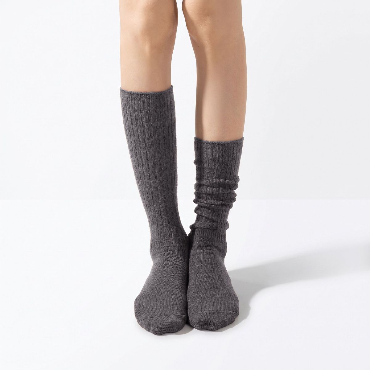 Anna-Kaci Women's 3-Pair Tall Ribbed Knit Crew Socks Set, Soft Slouchy Mid-Calf Casual Socks - thumbnail 3