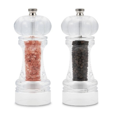 Cole & Mason Liverpool 5.5" Acrylic Salt and Pepper Grinder Set: Ceramic & Stainless Steel, 2-Piece, Clear