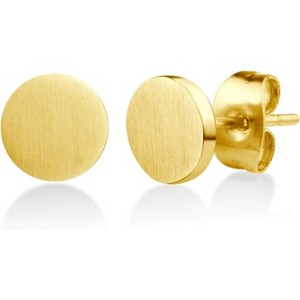 555Jewelry Womens Stainless Steel Minimal Matte Circle Disc Stud Round Shape Earrings - 1 of 4