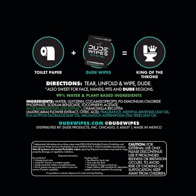 Dude Wipes Fragrance Free On-The-Go Flushable Personal Wipes - 30ct