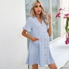 Clearlove Summer Dress Casual Lantern Sleeve V Neck Button Dress Swing Flowy Maternity Dresses - 3 of 4