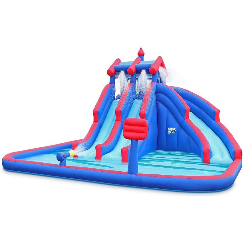 Sunny & Fun Inflatable Kids Backyard Triple Water Slide Castle Park, 1 of 8
