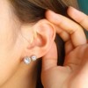Sterling Silver Stud Earrings for Women Girls Cubic Zirconia Halo Round Heart Square Diamond Large Silver Stud Set - 2 of 4