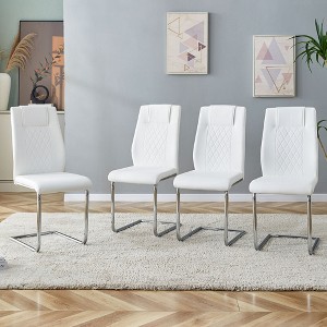 NicBex Modern High Back Dining Chairs Leather Padded Seat Upholstered Dining Chairs W/Metal Legs - 1 of 4