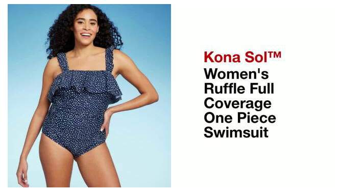 Women's Ruffle Full Coverage One Piece Swimsuit - Kona Sol™, 2 of 19, play video
