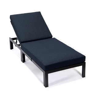 LeisureMod Chelsea Modern Outdoor Patio Lounge Chairs with Black Frame - 1 of 4