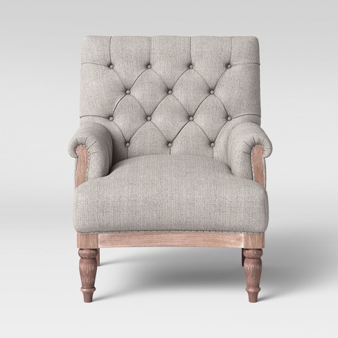 Alford Rolled Arm Tufted Chair With, Rolled Arm Chair