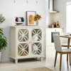 Lirago Sideboard Buffet Storage Cabinet Freestanding with Tempered Glass Doors Modern Retro Kitchen Storage Cabinet Accent Cabinet with Doors Cream - 3 of 4