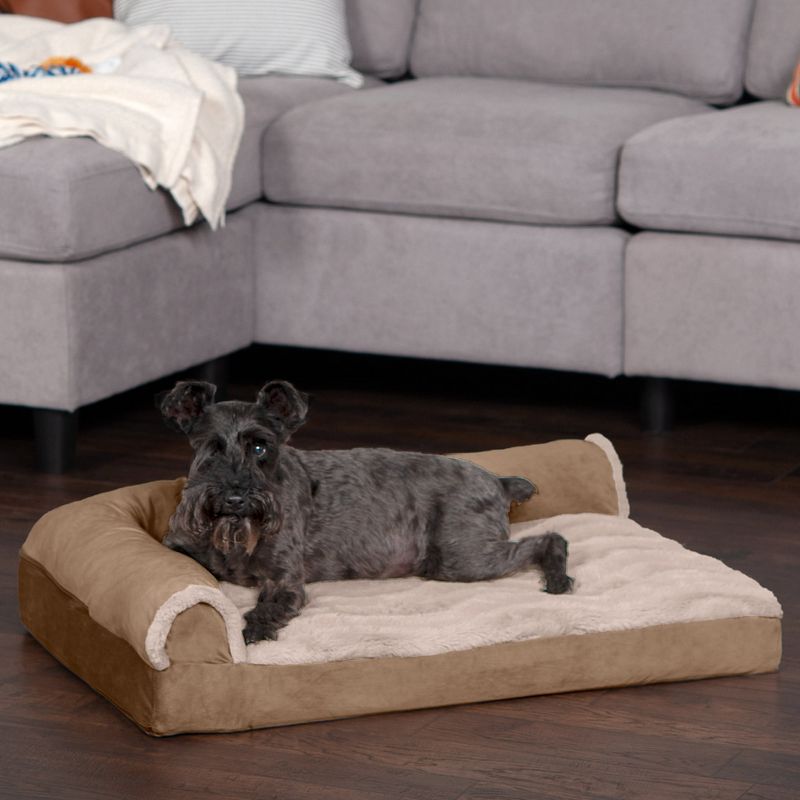 FurHaven Wave Fur & Velvet Deluxe Chaise Lounge Orthopedic Sofa-Style Dog Bed, 3 of 4