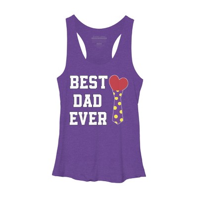 Women's Design By Humans Best Dad Ever Heart Tie By sukhendu12 Racerback Tank Top