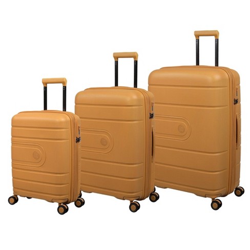 Hipack 3-Piece Spinner Expandable Luggage Set - Light Brown 