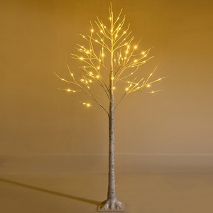 Tangkula Artificial White Birch Tree Pre-lit Twig Birch Tree Designed for Holiday Festival - 1 of 4