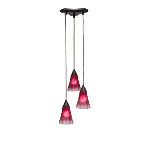 Toltec Lighting Europa 3 - Light Pendant in  Dark Granite with 5.5" Fluted Raspberry Crystal Shade - 1 of 1