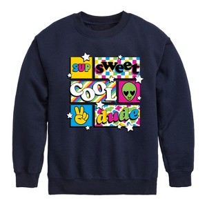 Boys' - Instant Message - Throwback Pattern Grid Graphic Long Sleeve Fleece Sweatshirt - 1 of 4