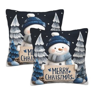 Pillow Covers Snowman Christmas Black Festive Decorative Throw Pillow Case with Hidden Zipper - 1 of 3