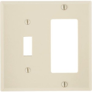 Leviton Decora 2-Gang Thermoset Single Toggle/Rocker Wall Plate, Ivory - 1 of 1