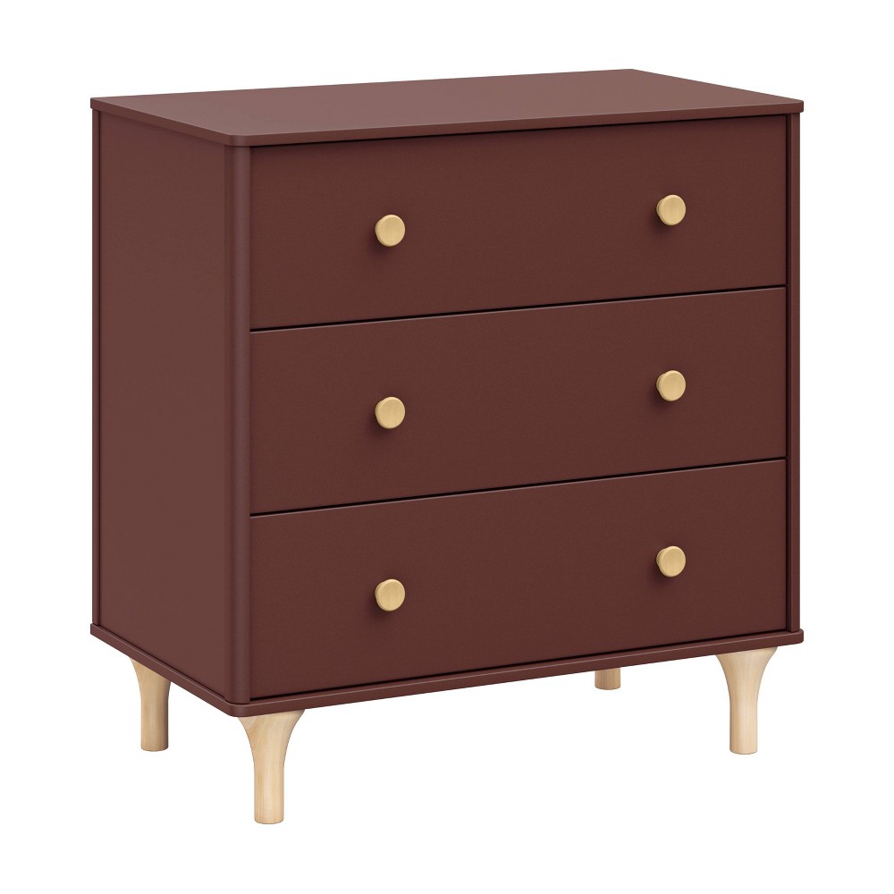 Babyletto Lolly 3-Drawer Changer Dresser with Removable Changing Tray - Crimson/Natural