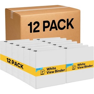 Binders 3 Ring, White 1 Inch Round Ring Binder with Clear View Cover & 2 Inside Pockets, School Supplies Binders (12 PC) – by Enday - 1 of 3