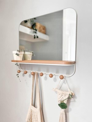 UMBRA Estique Mirror With Hooks, White