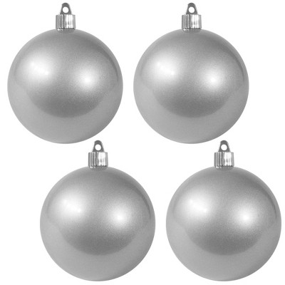 Christmas by Krebs 4ct Candy Silver Shatterproof Shiny Finish Christmas Ball Ornaments 4" (100mm)