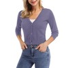 Women's Classic 3/4 Sleeve Open Front Cropped Cardigan Sweater Lightweight Knit Short Shrugs - 2 of 4