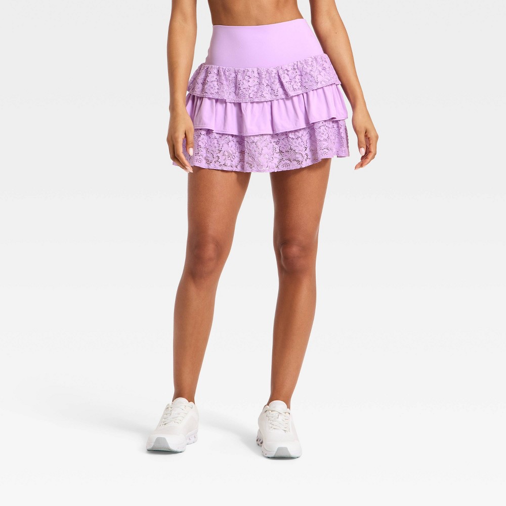Women's Layered Ruffle Skort - JoyLab™ Purple L