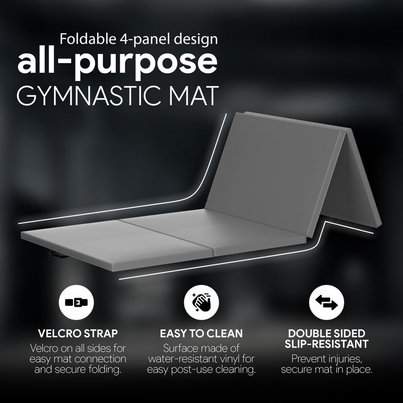 BalanceFrom All Purpose 4'x10'x2" Extra Thick High Density Anti Tear Gymnastics Gym Folding Exercise Aerobics Mats, 2 of 7