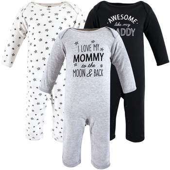 Hudson Baby Infant Boys Cotton Coveralls, Mom Dad Moon  Back