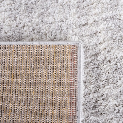 Grey and Ivory Flat Woven Shag Runner Rug