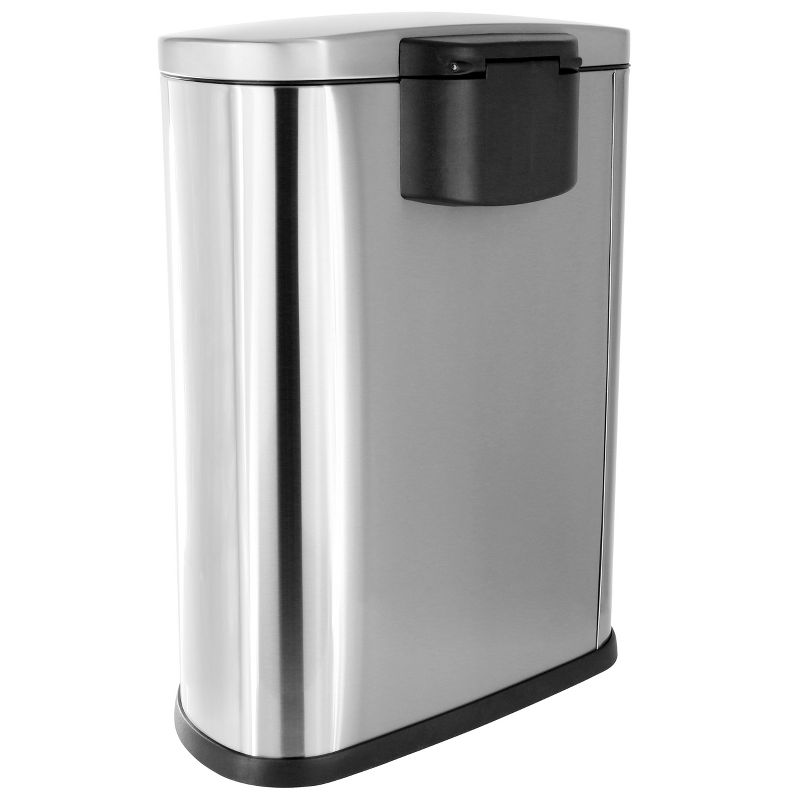 Elama 50Litter  13 Gallon Half Circle Stainless Steel Step Trash Bin with Slow Close Mechanism in Matte Silver, 2 of 9
