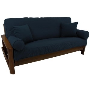 Blazing Needles Solid Twill 8 to 9-inch Full Futon Cover Set with Four Throw Pillows (Set of 5) - 1 of 2