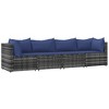 vidaXL 4 Piece Patio Lounge Set with Cushions Gray Poly Rattan - 3 of 4