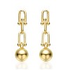 Guili U-Shaped Link Chain Drop Earrings in 14k Yellow Gold Plating with Golden Ball Accent, A Bold & Chic Statement Piece for Any Occasion - 2 of 2