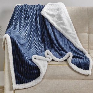 Plazatex Corduroy Faux Reverse PolyesterThrow Blanket - 50" x 60" - Navy - 1 of 1